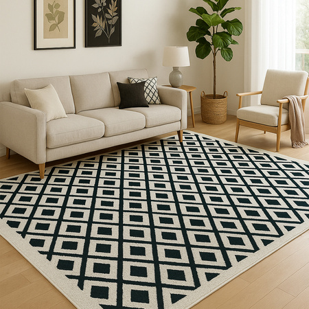 Dywan 120x170 do salonu pętelkowy duży japandi nowoczesny ciężki gruby POLO - Chessboard (Szary)