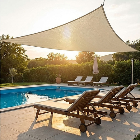 Żagiel przeciwsłoneczny szary trójkątny 3,6m ochrona UV wodoodporny +lina