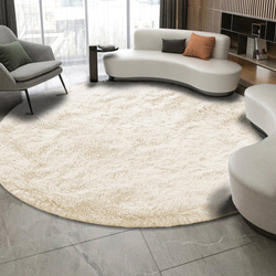 Dywan okrągły Shaggy 120x120 cm, beżowy CreamBeige - pluszowy do salonu