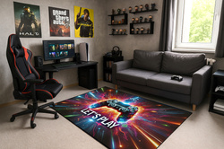 Dywan gamingowy 3D LET'S Play 120x170 cm - nowoczesny wzór 3D do pokoju gracza