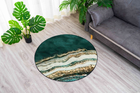 Dywan okrągły NOVO Strado nowoczesny do salonu marmurowy wzór velvet ZłotyBrzeg 90x90 cm