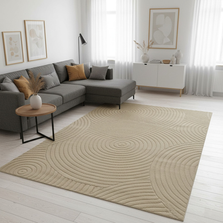 Dywan 140x200 do salonu pętelkowy duży japandi nowoczesny ciężki gruby POLO, beżowy