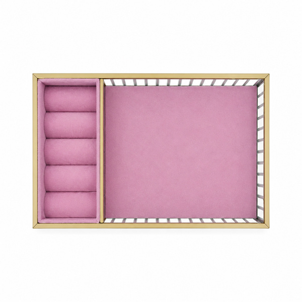 Szklana szkatułka na biżuterię 26x13x4cm organizer pudełko welurowa różowa