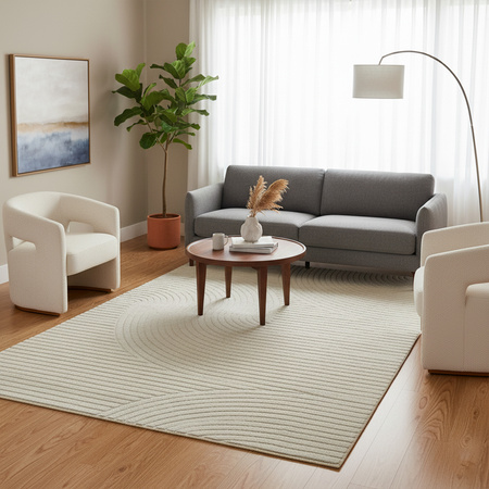 Dywan 160x230 do salonu pętelkowy duży japandi nowoczesny ciężki gruby POLO - Path Grey (Szary)