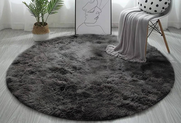 Shaggy Ombre Strado Round Carpet 140x140 OmbreGrey (Dark Gray)