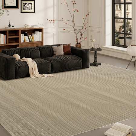 Dywan 140x200 do salonu pętelkowy duży japandi nowoczesny ciężki gruby POLO - Path Camel (Beżowy)