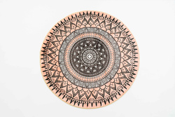 Dywan okrągły Novo 200x200 cm, beżowy Aztecki - pluszowy do salonu