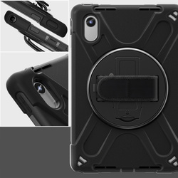 Etui Armor Strap z paskiem do Lenovo Tab M11 10.95, czarne - ochronne z podstawką, dostęp do portów i przycisków
