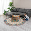 Dywan okrągły NOVO Strado nowoczesny beżowy deliktany wzór do salonu Orientalny 140x140 cm