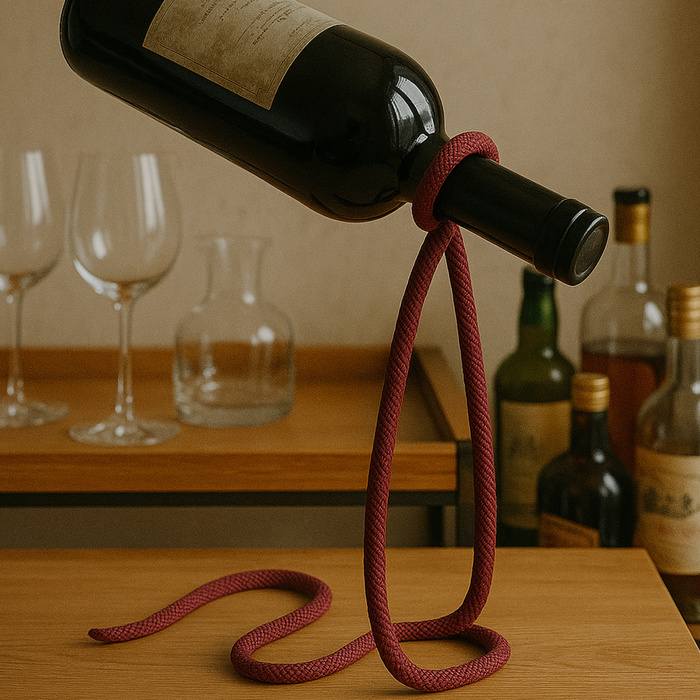 Stojak półka uchwyt na wino alkohol butelkę magiczny sznurek lasso, czerwony