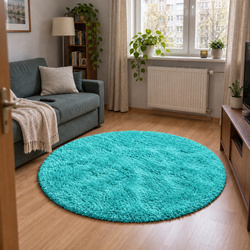 Shaggy Strado 80x80 round carpet TurquoiseSea (Turquoise)