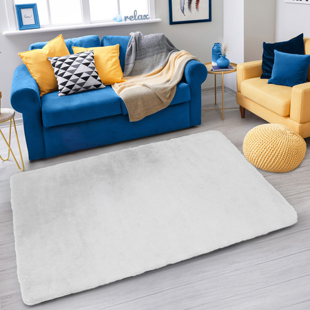 Dywan Rabbit futro królika antypoślizgowy nowoczesny miękki 180x260, biały