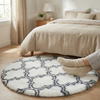 Dywan okrągły do salonu shaggy DECOR antypoślizgowy miękki puszysty 120x120 White Lantern