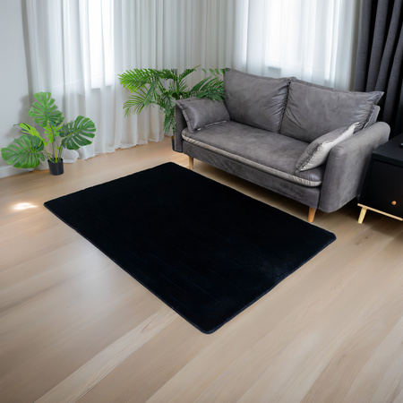 Dywan Rabbit 3D pluszowy miękki jedwabisty futro królika 80x150, czarny