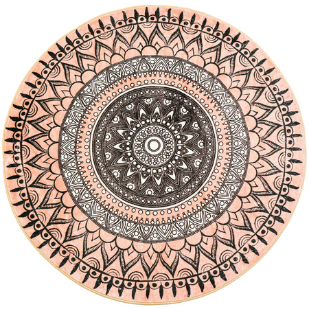 NOVO Strado round rug modern beige torte pattern for living room Aztec 90x90 cm