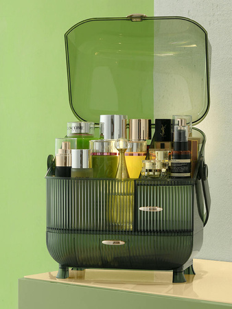 ORGANIZER Szkatułka kuferek na kosmetyki biżuterię kosmetyczka duża XXL, zielony