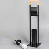 Metalowy stojak na papier toaletowy 2w1 Szczotka toaletowa wolnostojąca, czarny