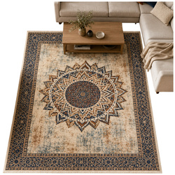 Duży dywan Mandala do salonu 200x300 orientalny NOVO antypoślizgowy miękki