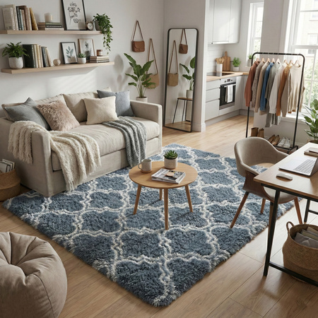 Dywan do salonu shaggy DECOR antypoślizgowy miękki puszysty modny 80x150, srebrny