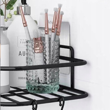 Półka łazienkowa narożna pod prysznic na kosmetyki wisząca ścienna, czarna