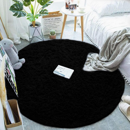 Shaggy Strado 90x90 BlackSky round carpet (Black)