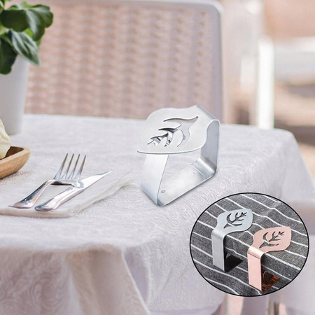 4x Klipsy STALOWE metalowe uchwyt klamra do obrusu stołu blatu, srebrne