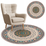 Dywan okrągły Novo 80x80 cm, beżowy Orientalny - pluszowy do salonu