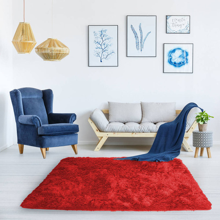 Dywan Shaggy antypoślizgowy nowoczesny salon miękki puszysty 200x300, czerwony