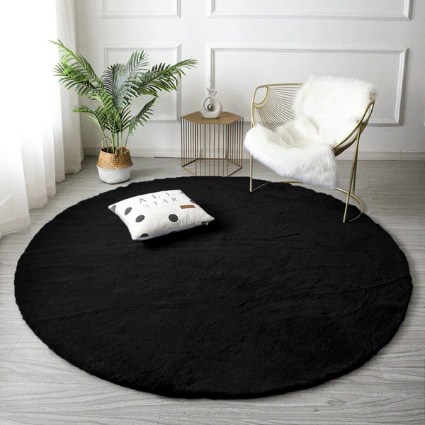 Rabbit Strado 80x80 Black round rug (Black)