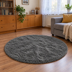 Shaggy Strado 120x120 GreyNight round carpet (Dark Gray)