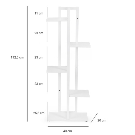 Kwietnik stojący metalowy stojak na kwiaty rośliny 6 donic Tower 112 5cm, biały