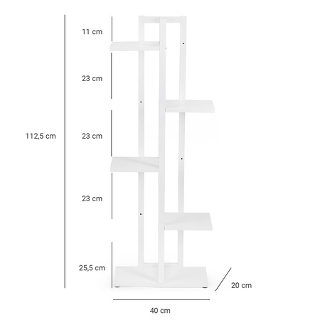 Uniwersalny stojak na kwiaty kwietnik na 6 doniczek 5-poziomowy TOWER (Biały)