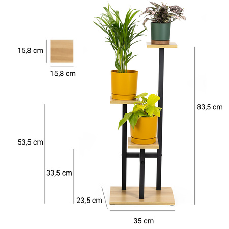 Kwietnik Peak stojący metalowy stojak na kwiaty rośliny regał 83 5cm, czarny