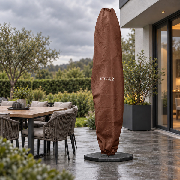 Pokrowiec na parasol ogrodowy 265x70 cm wodoodporny brązowy