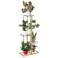 Metalowy duży kwietnik stojący na kwiaty rośliny 6 donic stojak 97cm XL, złoty