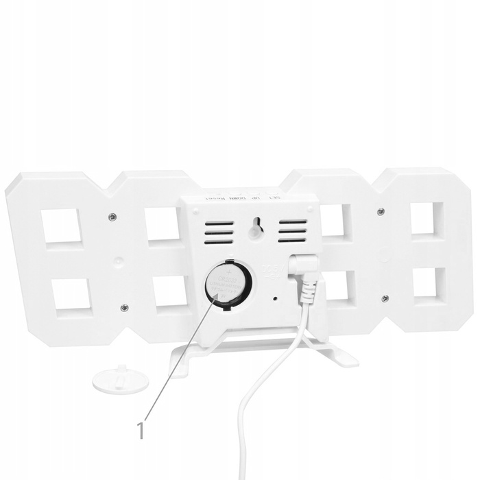 4w1 Zegar cyfrowy LED 3D ścienny stojący budzik termometr data alarm, biały