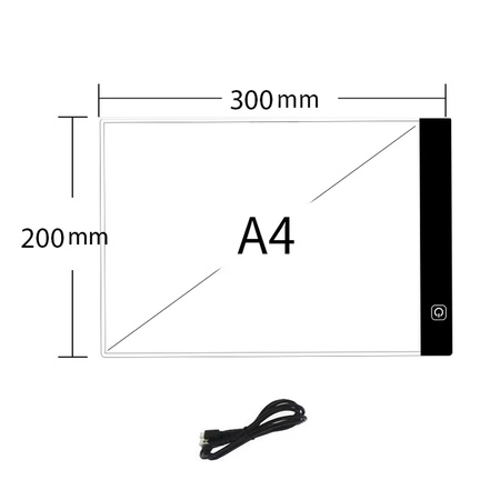 DESKA kreślarska STRADO podświetlana LED A4 Tablica tablet graficzny kalka