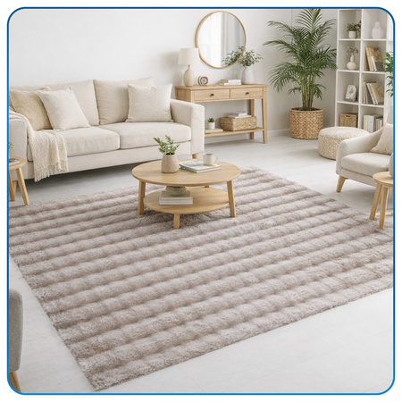 Dywan Rabbit Bubble 140x200 cm - miękki puszysty dywan do salonu i sypialni - beżowy