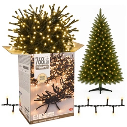 Lampki choinkowe 768 LED białe ciepłe wewnętrzne / zewnętrzne 5,5m TIMER 8F