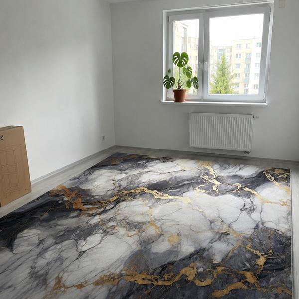 Dywan do salonu 200x300 NOVO Czarny Marmur  NOVO antypoślizgowy miękki