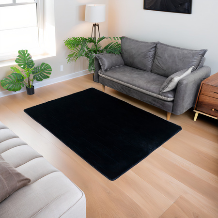 Dywan Rabbit 3D pluszowy miękki jedwabisty futro królika 160x220, czarny