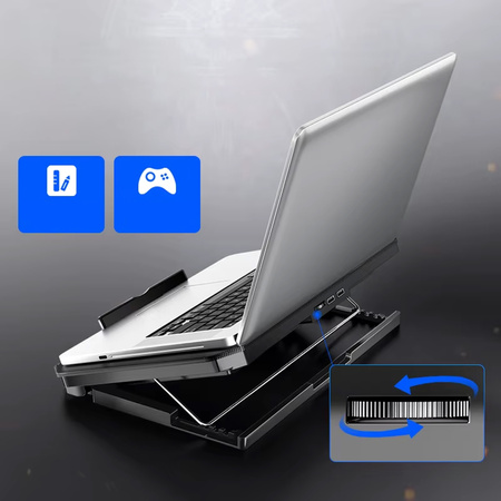 Strado Podstawka chłodząca pod laptop 12‑17″ aluminiowa | Regulowana, antypoślizgowa, cicha