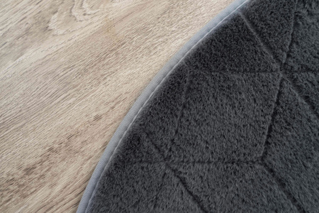 Dywan okrągły Rabbit 3D pluszowy miękki jedwabisty futro królika 160, szary