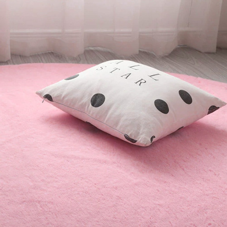 Dywan Okrągły Rabbit futro królika antypoślizgowy miękki loft 90x90, różowy