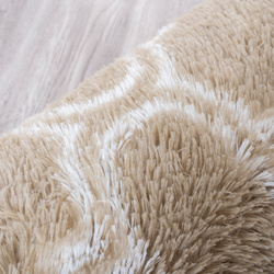 Dywan okrągły Shaggy Decor 140x140 cm, khaki - pluszowy, miękki do salonu i sypialni