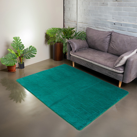 Dywan STRADO Rabbit 3D pluszowy miękki jak królik 160x220 BottleGreen
