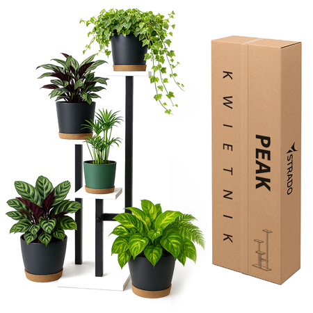 Kwietnik PEAK stojący metalowy stojak na kwiaty rośliny regał 83,5cm, biały