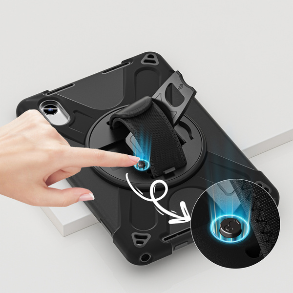 Etui Armor Strap z paskiem do Lenovo Tab M11 10.95, czarne - ochronne z podstawką, dostęp do portów i przycisków