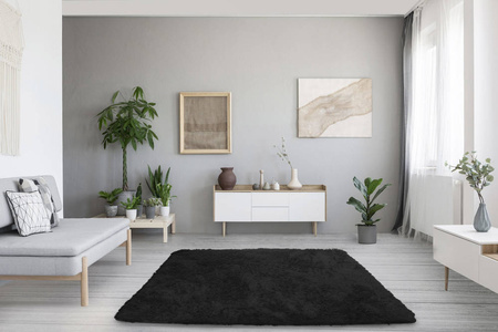 Dywan Shaggy antypoślizgowy nowoczesny salon miękki puszysty 60x120, czarny