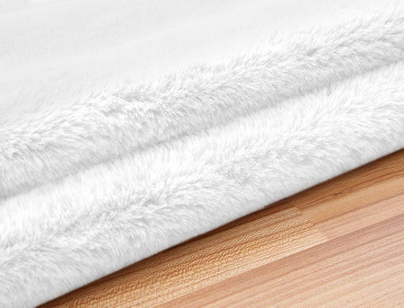 Dywan Okrągły Rabbit futro królika antypoślizgowy puszysty 120x120, biały